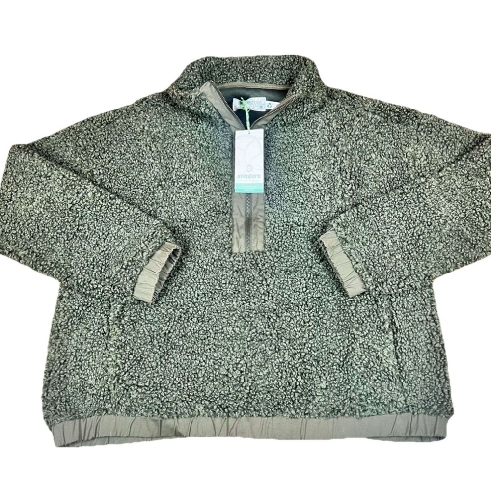 New Aventura Astoria Fleece Pullover Forest Green Top Sherpa Half Zip Size LARGE